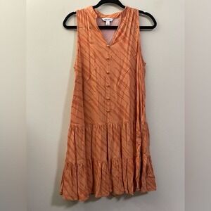 Nine West Drop‎ Waist Sleeveless Zebra Print Dress in Clementine Orange - L